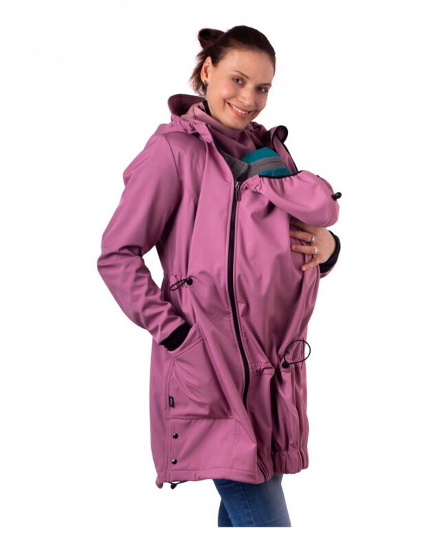 Softshellová nosící bunda Andrea s těhotenskou vsadkou, růžová Softshellová nosící bunda Andrea s těhotenskou vsadkou, růžová