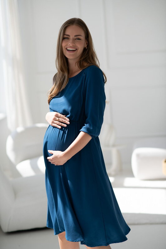 Těhotenské, kojící šaty, 3/4 rukáv, Lovely Midi Dress Poseidon Těhotenské, kojící šaty, 3/4 rukáv, Lovely Midi Dress Poseidon